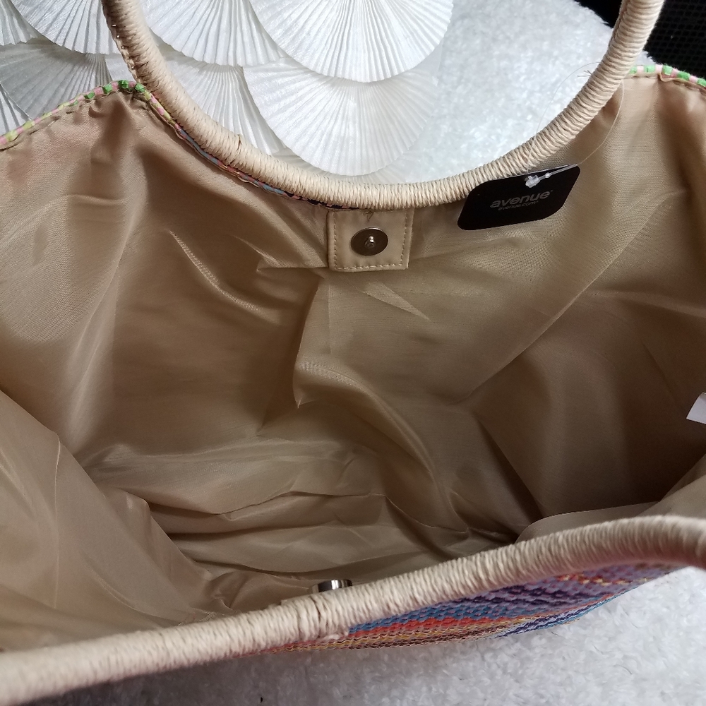 New Avenue Bright Multicolored Straw Tote - Picture 5 of 8